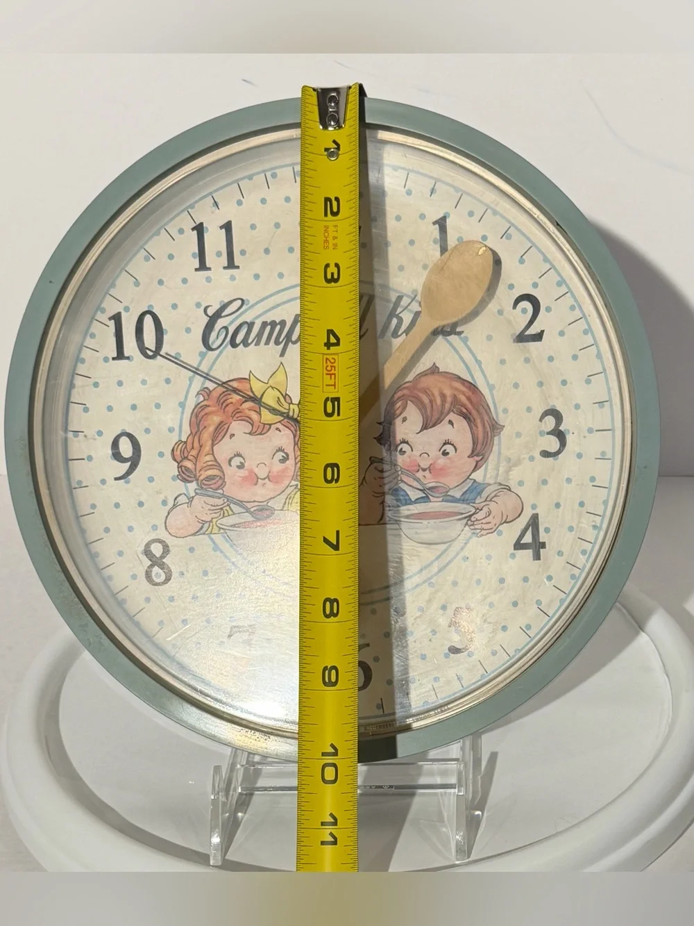 Campbell Kids Vintage Wall Clock — Teal Green 10” Display Only!